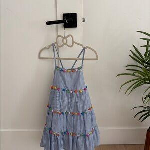 Tommy Bahama Pom Pom Dress Tiered lined smock blue striped